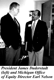 photo of President Duderstadt and Earl Nelson